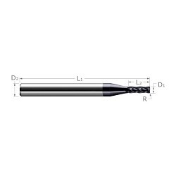Harvey Tool HAR32430-C3 End Mill, 1/8 in Cutter Dia, 0.03 in Corner Radius, 1/2 in Length of Cut, 4 Flutes, 1/8 in Shank Dia, 1-1/2 in Overall Length, C3